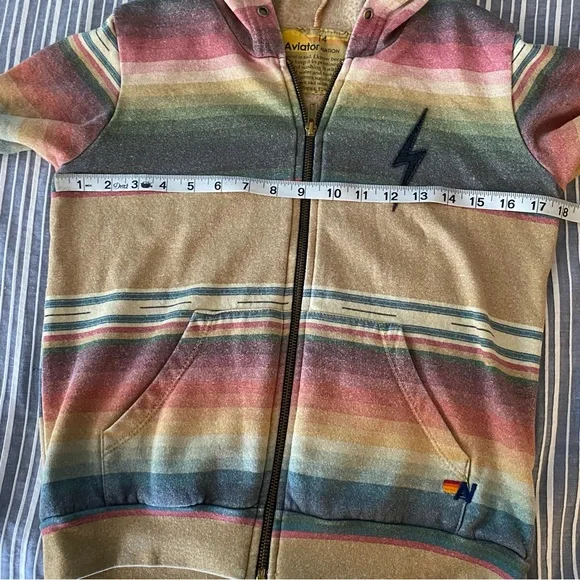Aviator Nation Hoodie Youth 14 Zip up Sweatshirt Colorful Stripe Fleece Tulum - Picture 8 of 9